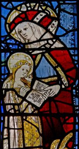 Window Ew depicting St Anne and the Virgin Mary by English School