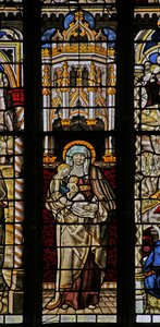 Window depicting St Anne, the Virgin Mary and Christ Child by English School