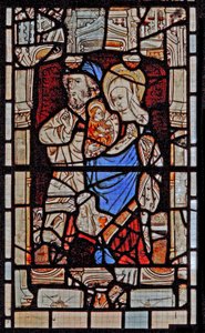 Window Ew depicting St Mary Salome, Zebedee with the Infant St John by English School
