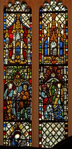 Window depicting St Peter and St Paul; the Annunciation
