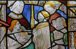 Window depicting the Seven Sacraments: Extreme Unction