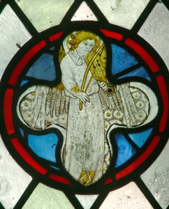 Window depicting a musician angel with a rebec by English School