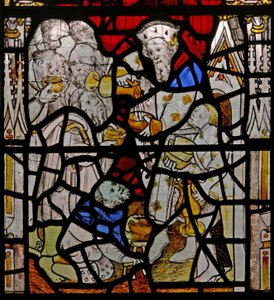 Window N4 depicting the Works of Mercy: giving drink to the thirsty by English School