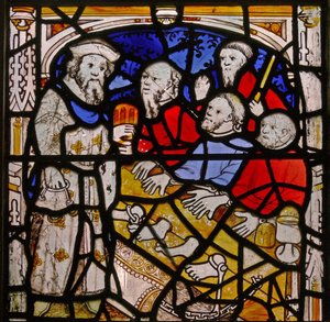 Window N4 depicting the Works of Mercy: visiting prisoners by English School