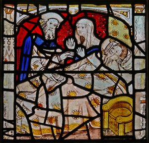 Window N4 depicting the Works of Mercy: visiting the sick by English School