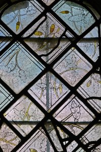 Window depicting quarry - oak design