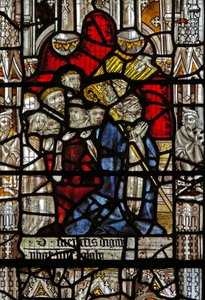 Window depicting St Martin kneels at an altar by English School