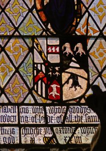 Window depicting arms of Curson and Saunders