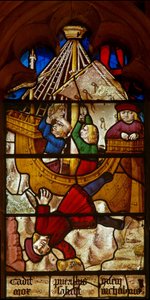 Window depicting a scene from a legend of St Nicholas: the miracle of the boy and the cup by English School