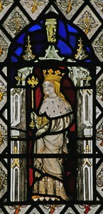 Window depicting a queen? - Philippa? - or Henry VI? by English School