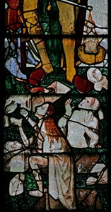Window Ww depicting details of resurrecting souls at the Last Judgement by English School