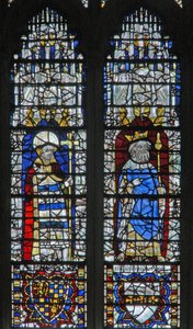 Window depicting a king and an archbishop by English School