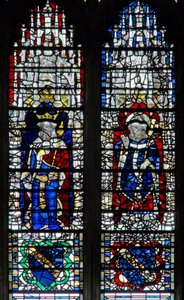 Window depicting a king and an archbishop by English School
