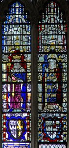 Window depicting a king and an archbishop by English School