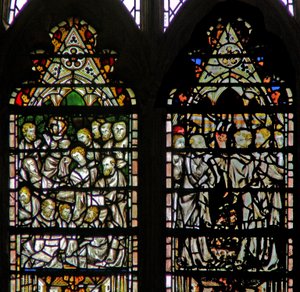 Window depicting the Funeral of the Virgin Mary