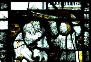 Window depicting Adam and Eve expelled from the Garden of Eden, mid-15th century by English School