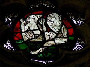 Window depicting Souls rising at the Last Judgement by English School