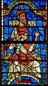 Window depicting a genealogical figure: Aram by English School
