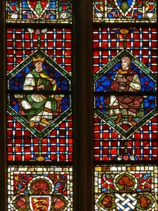 Window depicting a genealogical figure: David and Nathan by English School