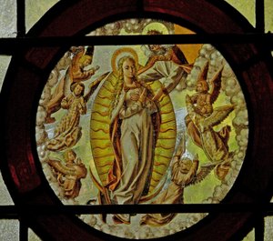 Window depicting the Assumption of the Virgin Mary by English School