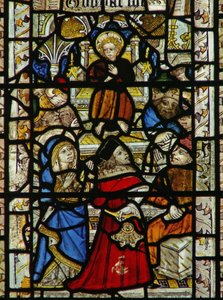 Window depicting the doctors in the Temple