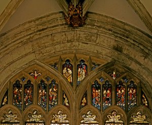 Window depicting a host of musical angels by English School