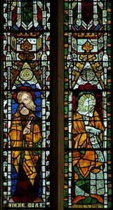 Window n2 depicting Jeremiah and a prophet by English School