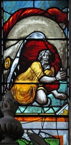 Window 4 depicting Jonah being swallowed by the whale by English School