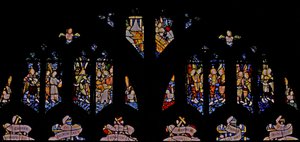 Window depicting angels with musical instruments
