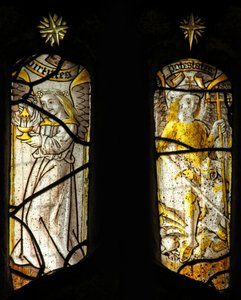 Window 1 depicting the angelic hierarchy: powers, virtues by English School