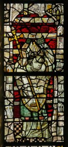 Window depicting St Denis carrying his head by English School
