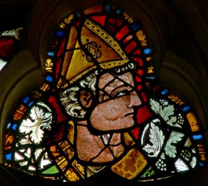 Window 2 depicting a bishop by English School