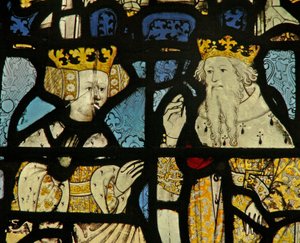 Window depicting a king and a queen by English School