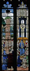 Window s5 depicting the Ascension and Pentecost by English School