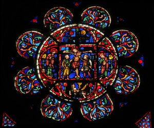 Crucifixion with Mary and John and Soldiers with a Spear and the Sponge of Vinegar (Window W0) by English School