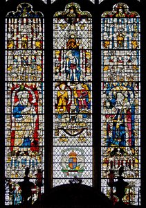 Window w12 depicting Corpus Christi, Isaiah and King Edwin by English School