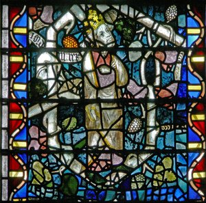 Window w16 depicting a king on the Tree of Jesse by English School