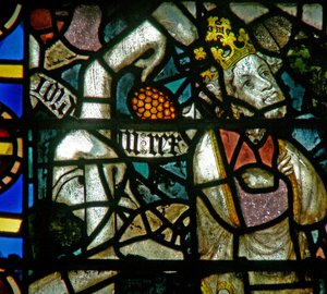 Window w16 depicting a king on the Tree of Jesse by English School