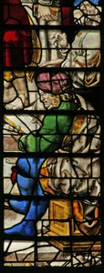 Window w22 depicting a figure listening to St Paul at Damascus by English School