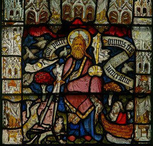 Window w24 depicting the Te Deum - God the Father and Creator by English School