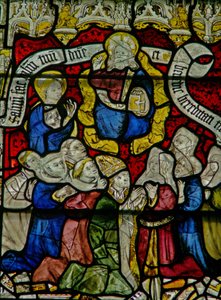 Window w25 depicting the Te Deum by English School