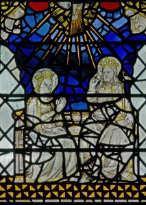 Window depicting the Coronation of the Virgin by English School
