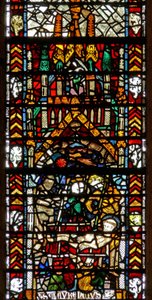 Window w39 depicting the martyrdom of St Lawrence by English School