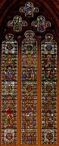 Window w42 depicting Peter de Dene window with scenes from the Life of St Catherine by English School