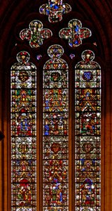 Window w42 depicting Peter de Dene window with scenes from the Life of St Catherine by English School