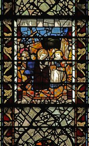 Window W58 depicting a scene from the story of St Thomas Becket - an embarkation scene