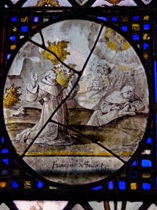 Window depicting St Francis receives the stigmata