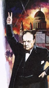 Winston Churchill during the Blitz by English School