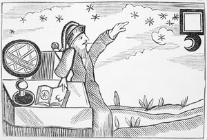 Wizard Consulting the Moon and the Stars, illustration from a collection of chapbooks on esoterica by English School