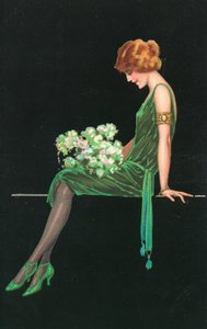 Woman in a green dress